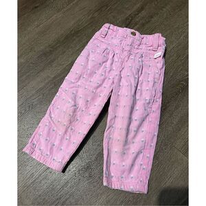 Vintage Liberty Girls Pink & Floral All Over Embroidered Roses Pants Size 2T USA